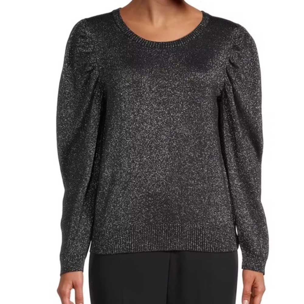 Liz Claiborne Womens Crew Neck Long Sleeve Pullover Sweater with Puff Sleeves 2X